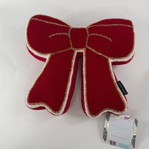 Red Bow Accent Pillow with Gold Trim ~ NWT